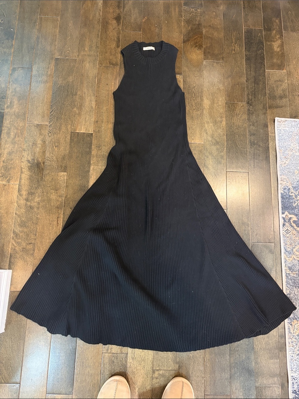 CÉLINE Black Ribbed Maxi Dress
